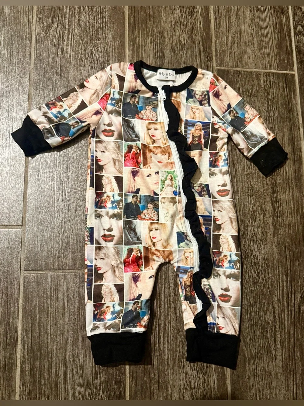 Size 3 month Taylor Swift pajamas.